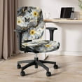 thumbnail image 3 of SCRAWLGOD Removable Office Chair Covers Comfortable Non-Slip Swivel Chair Cover Universal Anti-Dust Computer Desk Chair Seat Covers, 2 Pieces, Marble Print Sunflower Love Butterfly Gray, 3 of 7