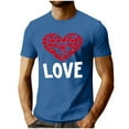 thumbnail image 2 of PNTUTB Men's Stylish Valentine's Day Heart Print Crew Neck Short Sleeve Comfort Casual Loose Sports T Shirt, 2 of 6