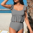 thumbnail image 2 of Ahdbta Two Piece Tankini Swimsuits for Women Square Neck Ruffle Cap Sleeve Bathing Suits Flounce High Waisted Bikini Set, 2 of 6