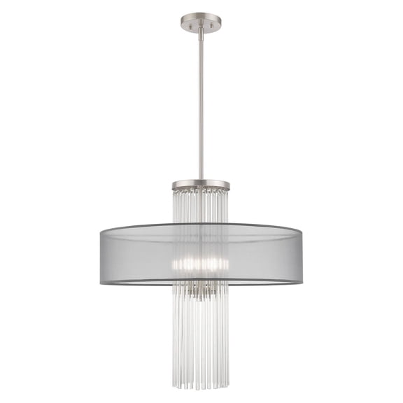 42805-91 Livex Lighting Alexis - 4 Light Pendant in Contemporary Style - 24 Inches wide by 33 Inches high-Brushed Nickel Finish-Gray Shade Color