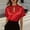 🔥 Red, variant on Sentmoon Women Clothes Tops for Women 2026 Short Sleeve Crew Neck Solid Color Button Down Regular Fit Women Blouses Summer Stylish for Beach and Vacation White L