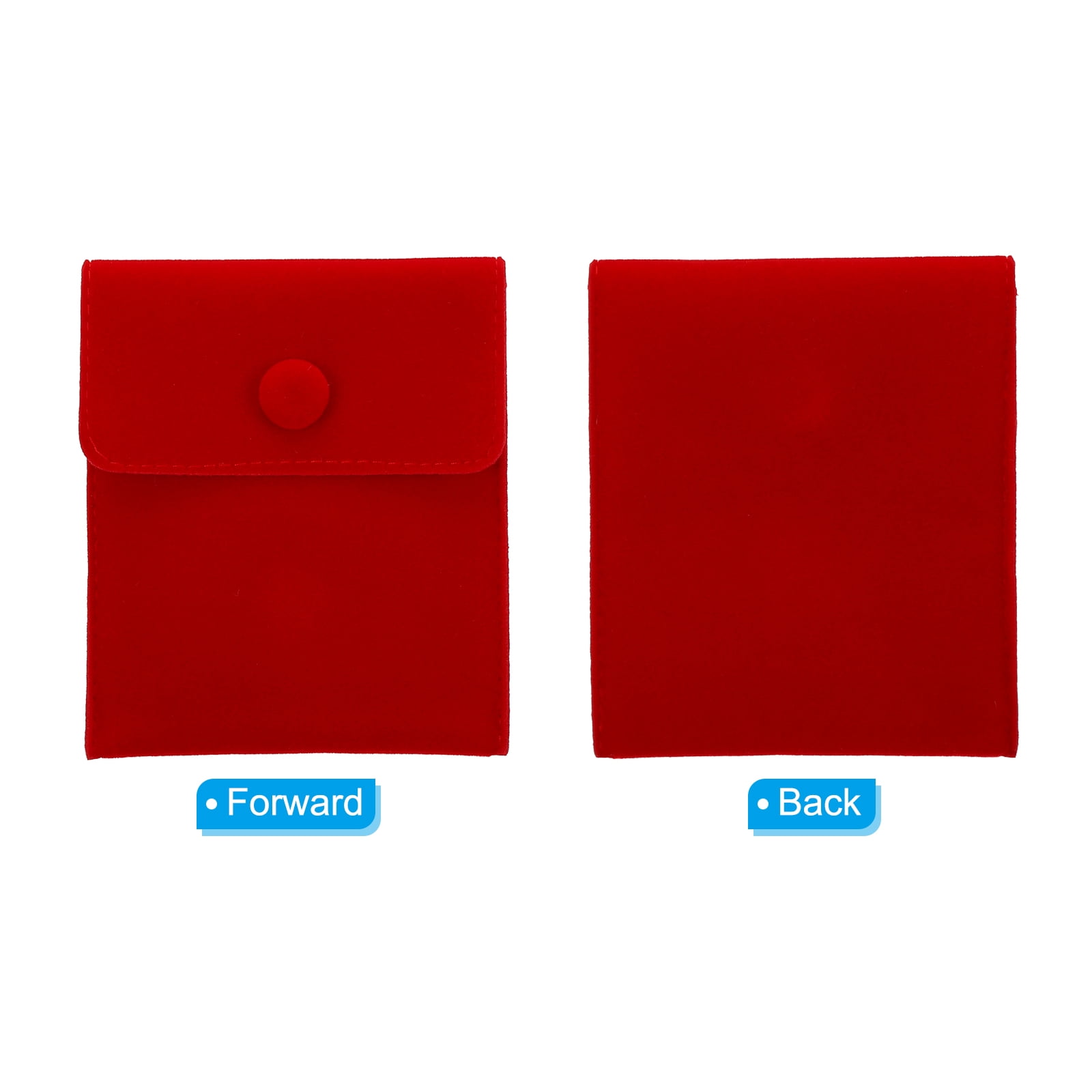 Unique Bargains Portable Velvet Jewelry Pouches with Snap Button Red 3.9" x 3.3"