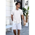 thumbnail image 5 of COOFANDY Men's Relaxed Fit Button-Up short Shirt with Decorative Stripes - Casual and Office Wear, 5 of 9