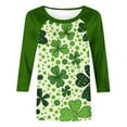 thumbnail image 4 of Saint Patricks Day Outfit Women 3/4 Sleeve Crew Neck Raglan Tee Shamrock Clover Shirt Loose Fit Soft Tops Green Irish Blouse, 4 of 7