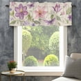 thumbnail image 4 of Pink Flowers Valances for Windows Spring Watercolor Pastoral Linen Texture Rod Pocket Curtain Valance Window Treatment Short Curtains for Kitchen Living Room, 58"x16", 4 of 9