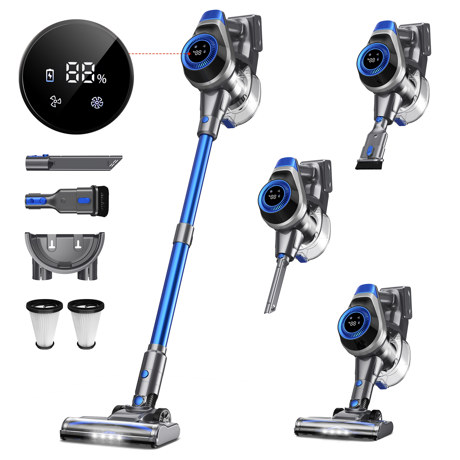 INSE Cordless Vacuum Cleaner,6 in 1 Powerful Stick Handheld Vacuum,35Kpa Vacuum Cleaner,45min Runtime,Lightweight Cordless Stick Vacuum for Hard Floor Carpet Pet Hair