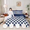 thumbnail image 3 of Manfei Checkered Art Twin Comforter Sets,Geometric Plaid Bedding Set,Navy White,Navy Blue Reversible,2-Piece,1 Comforter and 1 Pillowcase,2-Piece,1 Comforter and 1 Pillowcase, 3 of 7