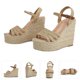 thumbnail image 2 of 1 Pair Women Sandals Wedge Sandals Summer Beach Shoes with Adjustable Ankle Strap, 2 of 4