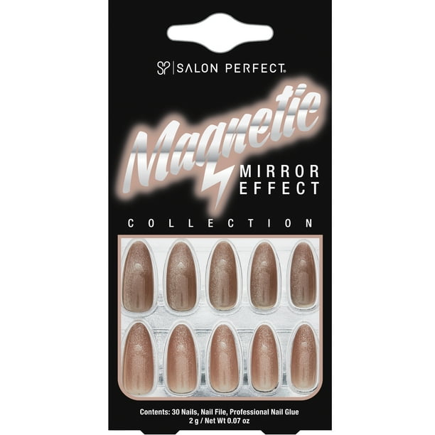 Salon Perfect Artificial Nails, 121 Silver, File & Glue