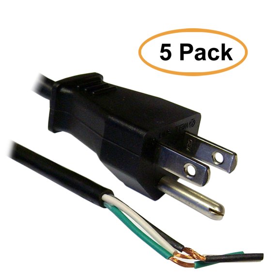 C&E Notebook/Laptop Power Cord, NEMA 1-15P to C7, Non-Polarized, 3 Feet, 5 Pack