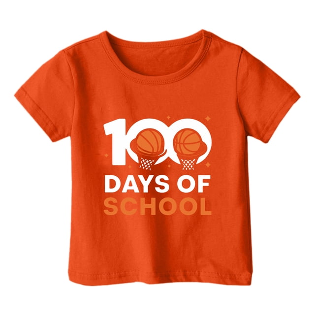 PMVFHDE T-Shirt pour Filles T-Shirts Graphiques Hauts d'Été Basiques pour Fille Tunique T-Shirt pour Fille Garçon et Fille Mode Décontractée Imprimé Col Rond Manches Courtes T-Shirt Haut Orange, 6-7 Ans
