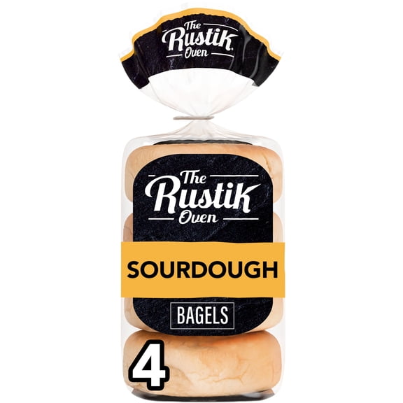 The Rustik Oven Sourdough Bagels, 4 count, Sourdough Bagel, 16.8 oz Bag