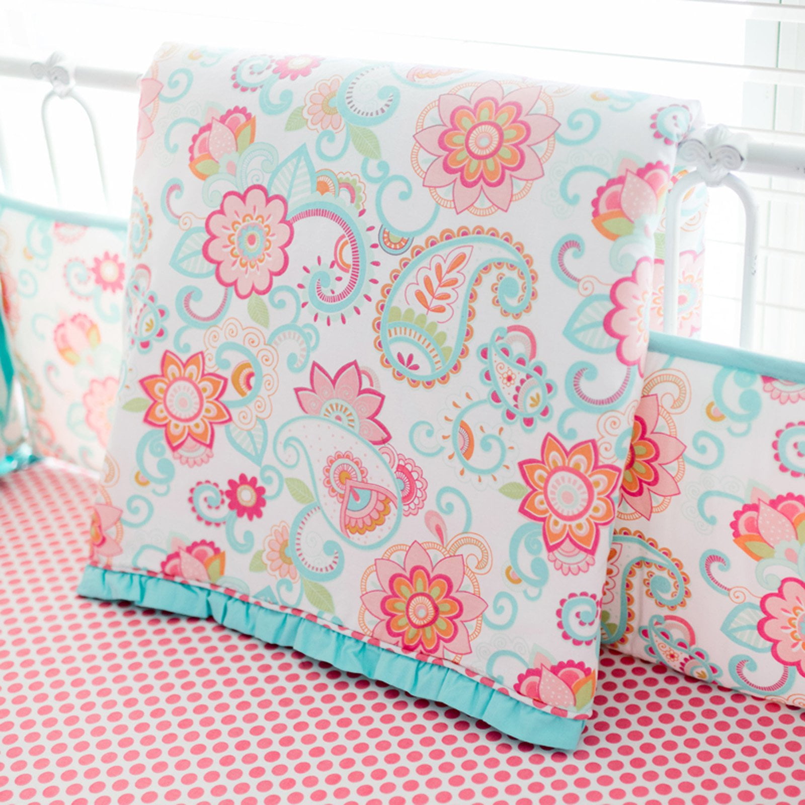 My Baby Sam Gypsy Modern Paisley Flowers 3 Pieces Bedding Sets With Sheet Skirt Blanket