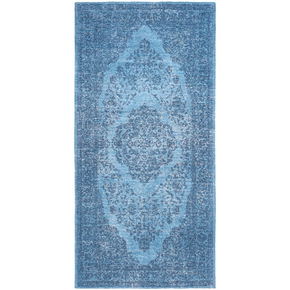 SAFAVIEH Classic Vintage Ivonette Overdyed Border Cotton Area Rug, Blue, 2'4" x 4'8"