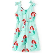 Disney Princess Girls Jumpsuits Rompers Mermaid Ariel Graphic One-Piece Sleeveless Summer Casual Outfits Kids 5-6Y