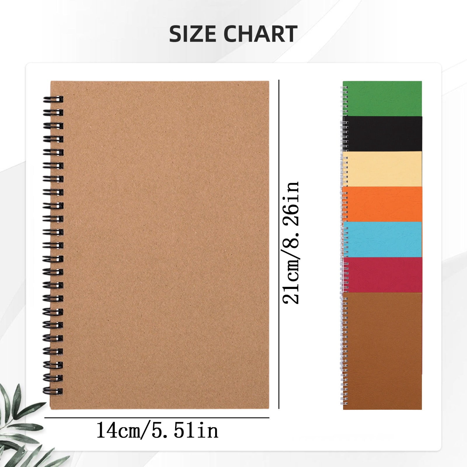 VKLU 8 Pcs A5 Spiral Notebooks, Assorted Vibrant Colors, Leather Grain Texture Card Cover, Reinforced Double Wirebound Journals