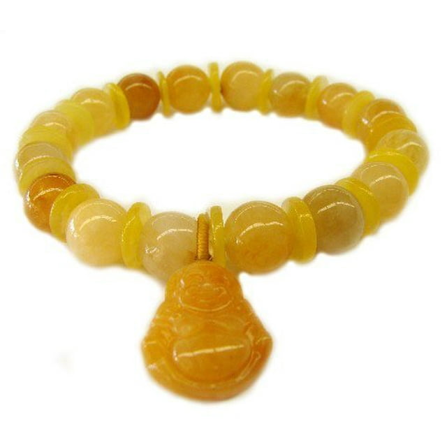 Feng Shui Import Bracelets Topaze Jaune avec Pendentif Bouddha