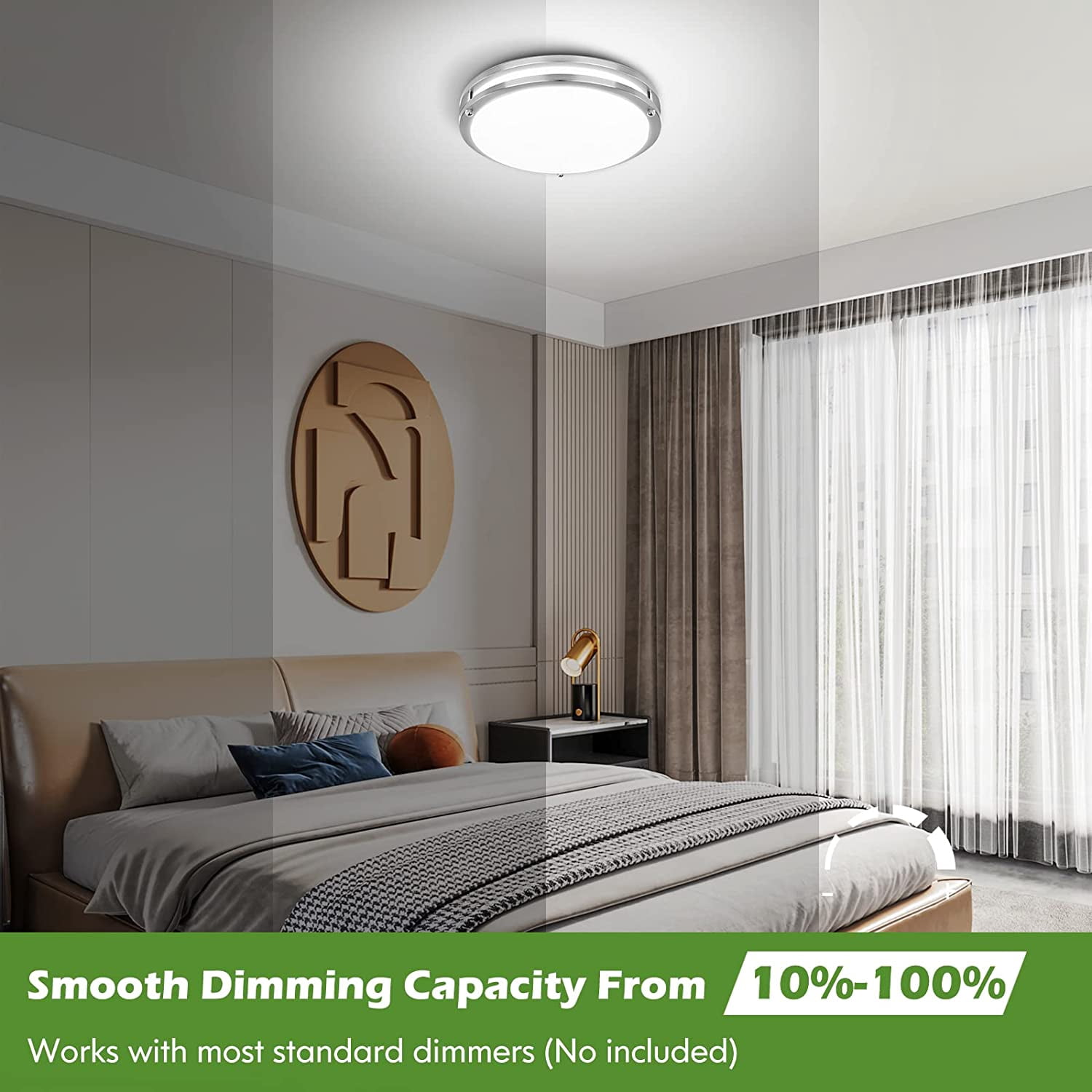 Nordic Hygge 18'' 50W Flush Mount Ceiling Light, Nickel, 2-Pack