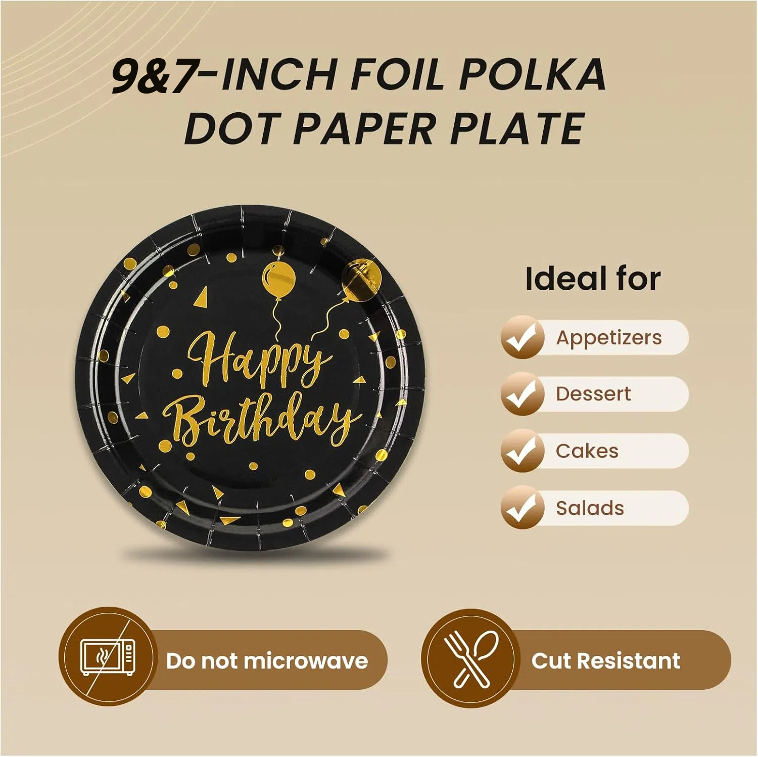 VETPW Black and Gold Tableware Set Serves 25 photo 6
