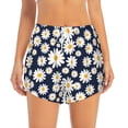 thumbnail image 2 of Vsdgher Daisy Floral Print Women's Running Double Layer Shorts High Waisted with Pockets Elastic Yoga Workout Athletic Gym Sports, 2 of 8
