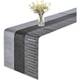 thumbnail image 1 of shiyou-Table Runner, 12x72in Heat-Resistant Woven Vinyl Long Tabletop, Non-Slip Washable PVC Table Runners, Easy to Clean Premium Plastic Dresser Cover for Wedding, Decor, Home (Black+Silver), 1 of 4