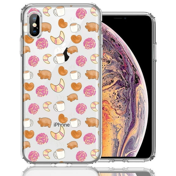 MUNDAZE for Apple iPhone XS Max Mexican Pan Dulce Cafecito Coffee Concha Polka Dots Double Layer Phone Case Cover