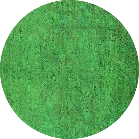 Ahgly Company Indoor Round Oriental Green Industrial Area Rugs, 5' Round