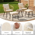 thumbnail image 3 of 5 Piece Patio Bistro Set with Ottoman, Outdoor Wicker Apartment Balcony Furniture Sets, Rattan Table and Chairs Set of 2 for Porch Backyard Deck, Yellow,Beige, 3 of 9