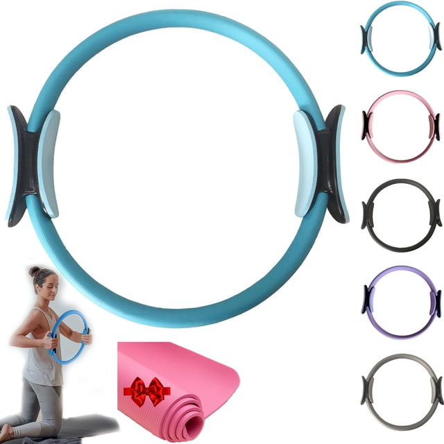 Pilates Ring Fitness Trainer, Pilates Ring for Mat & Reformer Workouts, Pilates Ring Fitness Circle 14.96" Yoga Rings Magic Circle with Dual Padded Handles for Toning Arms