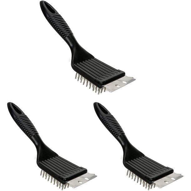 cepillo para parrilla de acero inoxidable, para barbacoa, herramienta para barbacoa, herramienta de limpieza de barbacoa, herramienta para cepillo de parrilla, negro