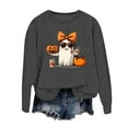 thumbnail image 2 of Funny Halloween Sweatshirts for Women Long Sleeve Crewneck Cute Ghost Skeleton Pumpkin Graphic Sweatshirt Pullover Top, 2 of 5