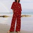 thumbnail image 1 of Puntoco Conjuntos de 2 piezas con estampado para mujer, camisetas de manga corta con cuello redondo y pantalones largos, trajes de chándal, liquidación Puntoco Puntoco-2066, 1 of 5