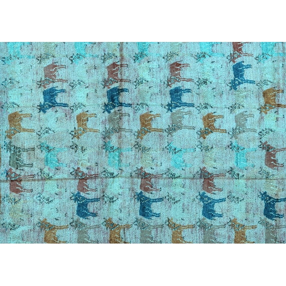 Ahgly Company Indoor Rectangle Abstract Light Blue Modern Area Rugs, 2' x 3'
