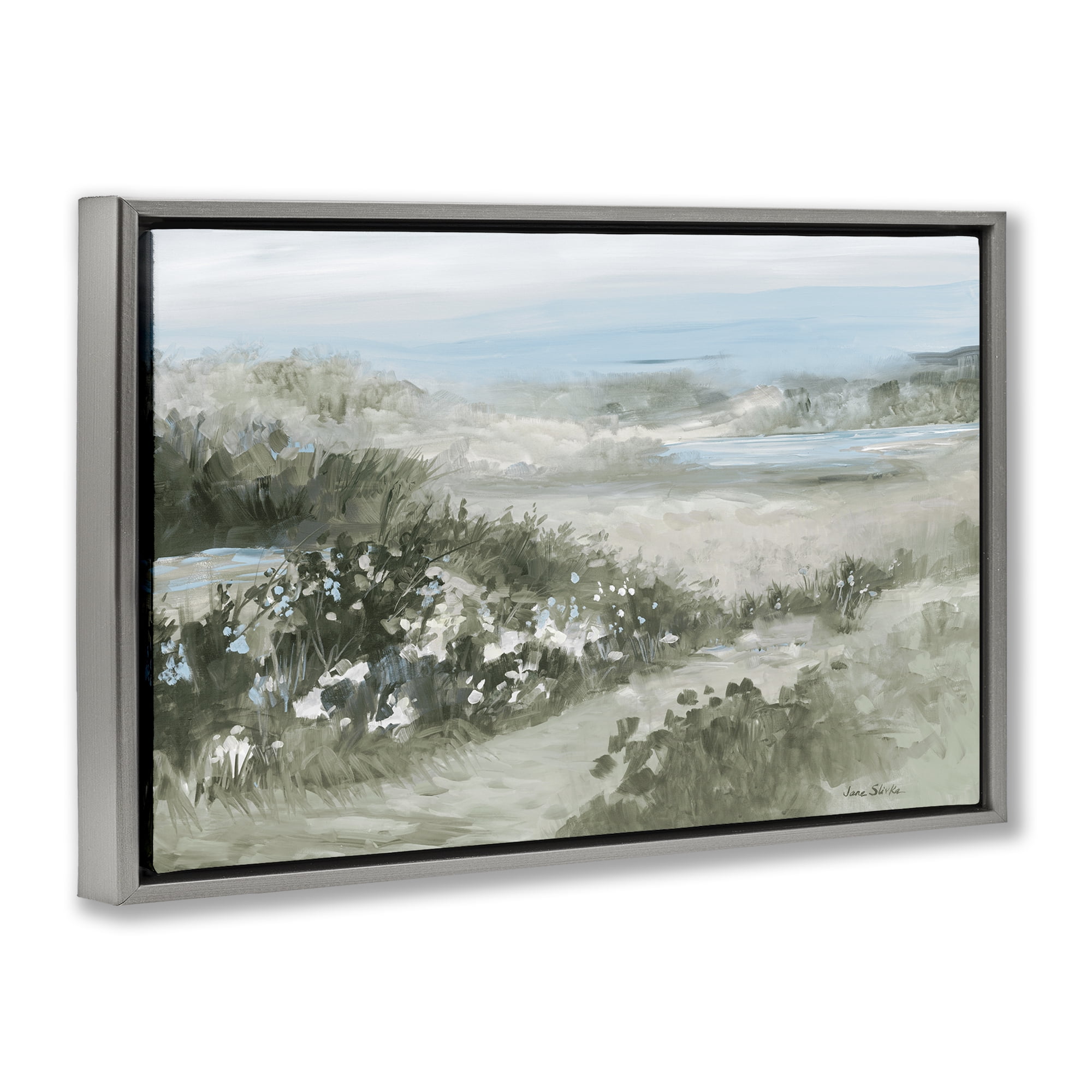 Stupell Industries Neutral Quiet Composition Landscape Gray Framed Floater Canvas Wall Art, design by Jane Slivka