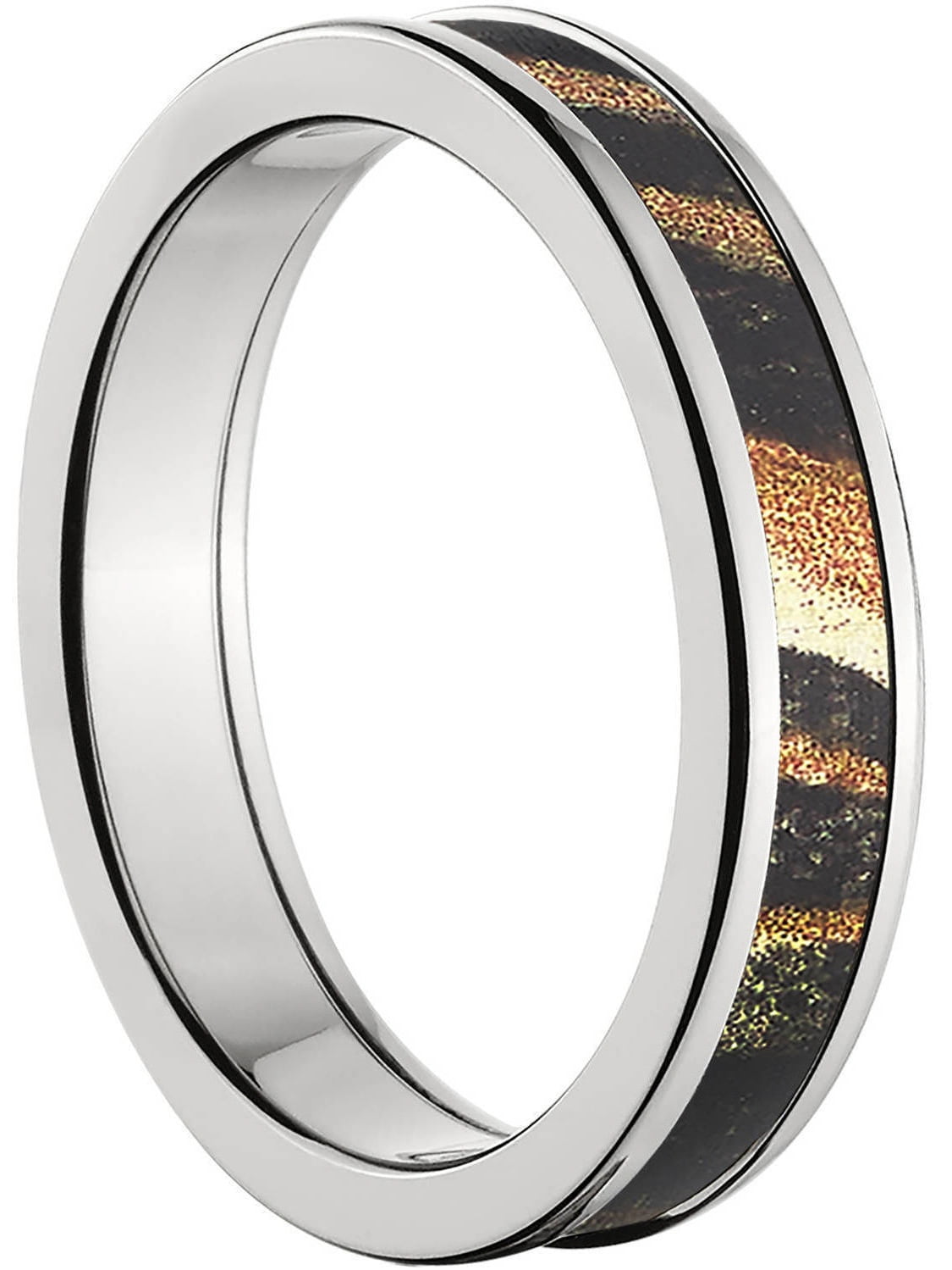 4mm Half-Round Titanium Ring with a Mossy Oak Shadow grass Camo Inlay