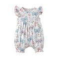 thumbnail image 1 of Summer Girl Ruffle Sleeve Full Print Rabbit Flat Corner Jumpsuit Bunny Jumpsuit Cartoon Cloth, 1 of 8