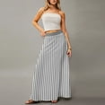 thumbnail image 4 of WTOBBY Women's Casual Leisure Foldable Striped Plaid Print High Waist Skirt with Hidden Pocket, Draped Relaxed Long Maxi Skirt for Travel Packing and Adventures,Gray L, 4 of 5