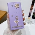 thumbnail image 3 of Leather For  iPhone 14 / 13 Case【RFID Blocking】Ballet Girl Flip Wallet Leather Case With Card Holder Magnetic Closure  Phone Cases Cover,Purple,For iPhone 14 / 13, 3 of 7