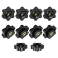thumbnail image 1 of Uxcell Paquete de 10 perillas de 6 estrellas, rosca hembra M4, cabeza hexagonal de 25 mm, manijas de agarre de bronce con orificio pasante, 1 of 1