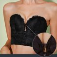 thumbnail image 4 of Strapless Bras for Women Push Up Lace Bustier Corset Front Button Bandeau Non Slip Soft Bra Black XL, 4 of 6