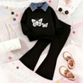 thumbnail image 2 of TAmten Girl Outfits 6/7 Girl's 2 Piece Outfits Bow Graphic Sweatshirt/Hoodie and Flare Leg Pants Sets(J,3-4 Years), 2 of 4