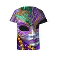 thumbnail image 4 of RKSTN Women's Oversized Mardi Gras T Shirts Crewneck Funny Carnival Graphic Printed Short Sleeve Shirts Tops Womens Casual Summer Plus Size Round Neck Loose Fits Comfy Holiday Tee Shirts, 4 of 5