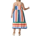 thumbnail image 3 of Agnes Orinda Women's Plus Size Striped Dress Adjustable Straps Summer Beach Maxi Cami Sundress 1X Green Pink, 3 of 5