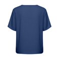 thumbnail image 6 of Womens Short Sleeve Tops Button Down Shirt Soft Solid Color Summer Daily Wear Navy S, 6 of 6