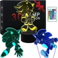 thumbnail image 1 of 3 Pack Sonic Hedgehog Night Light, 3D Anime Table Lamp with Remote Control Kids Bedroom Decoration, Creative Lighting for Kids and Sonic Hedgehog Fans, 1 of 5