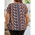 thumbnail image 2 of Cuteduck Women's Casual Blouses Round Neck Plus Size Basic Tops Short Cap Sleeve Textured Solid Color Shirt Elegant Blouse 1X-5X, 2 of 9