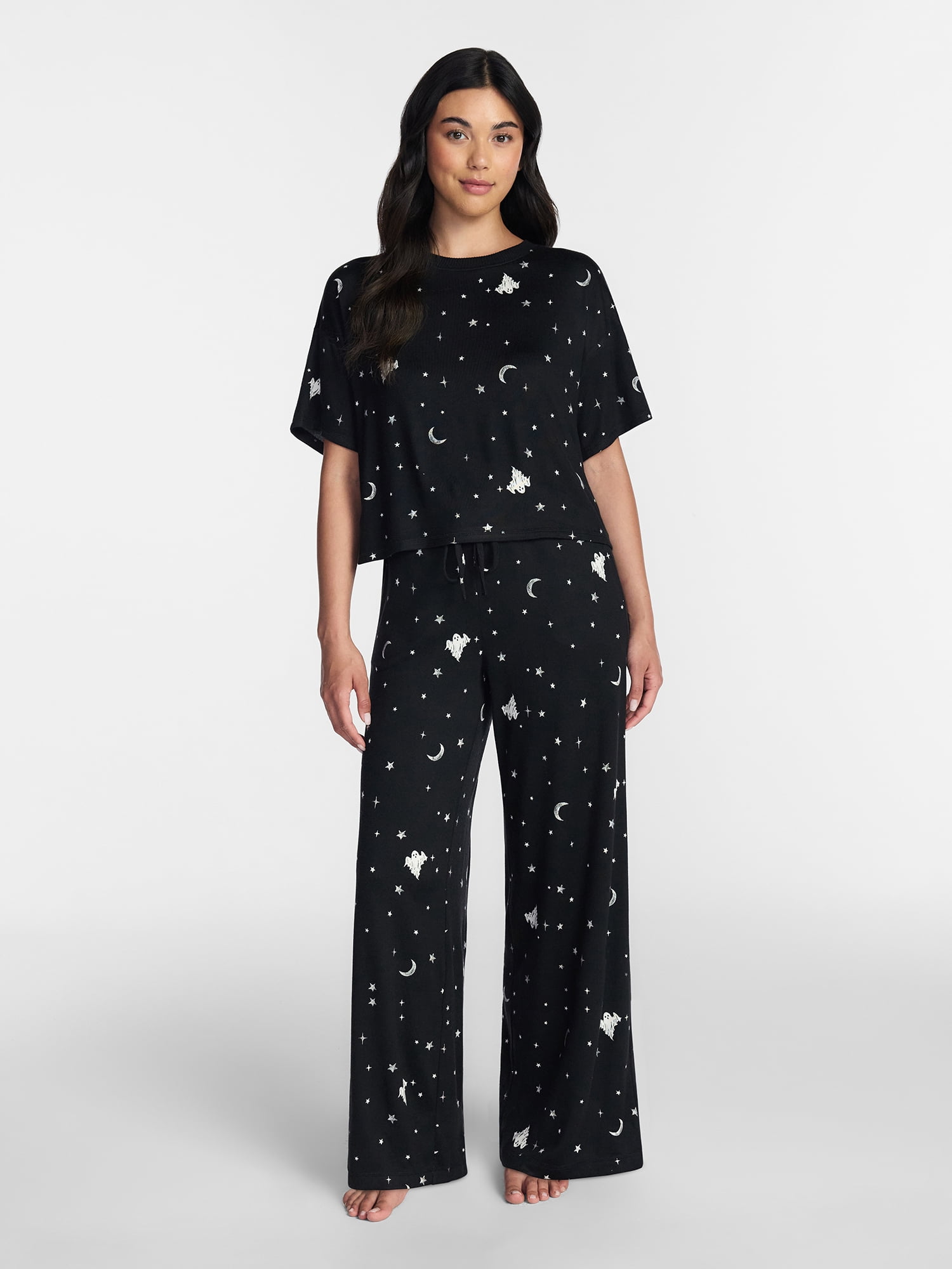 Way to Celebrate Women's Hacci Knit Short Sleeve Sleep Top, Sizes XS to 3X