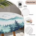thumbnail image 3 of Turquoise Forest Round Tablecloth for 36-44 Inch Tables, Fitted Table Cover with Elastic Edge, Mountains Birds Fog Tree Scenery Waterproof Outdoor Table Cloth Protector for Patio Garden Dinner Picnic, 3 of 9