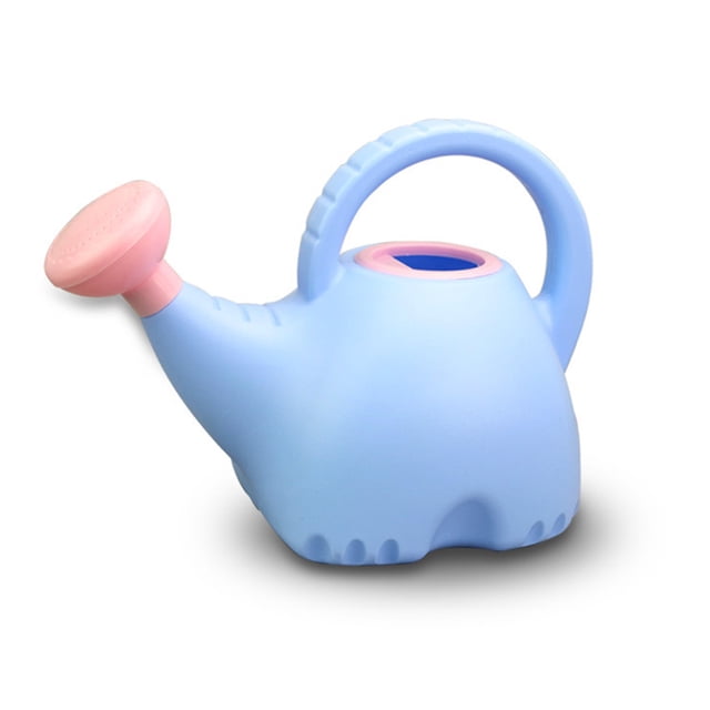 Regadera de plástico con forma de elefante para niños, juguete de jardinería, 1,5 l, color azul