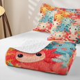 thumbnail image 4 of Erosebridal Kawaii Axolotl Bed Spread Queen,Colorful Ocean Animals Queen Coverlet Set For Girls,3-Piece, 4 of 7